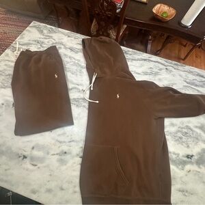 Polo Ralph Lauren Men’s Brown 2pc Jogging Suit with pullover hoodie 2xl